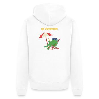 Frosch Strandurlaub mit Cocktail. Geiles Wetter! - Unisex Premium Bio Zip Hoodie - Weiß - Hinten - Thijin (182cm)