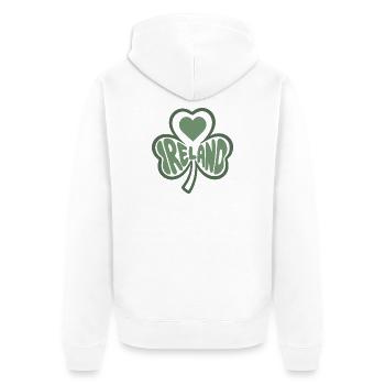 Ireland, Irland Kleeblatt mit Herz  - Unisex Premium Bio Zip Hoodie - Weiß - Hinten - Thijin (182cm)