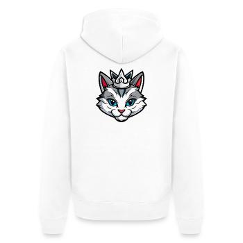 Katze Symbol Kopf Krone - Unisex Premium Bio Zip Hoodie - Weiß - Hinten - Thijin (182cm)