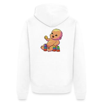 Bébé coloré avec des coupes - Veste à capuche bio Premium Unisexe - blanc - Dos - Thijin (182cm)