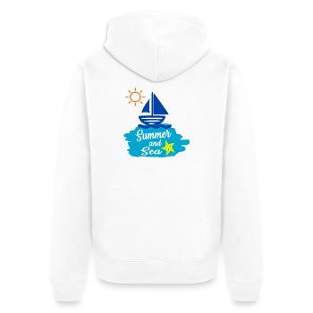 Été et Mer - Conception estivale - Veste à capuche bio Premium Unisexe - blanc - Dos - Thijin (182cm)