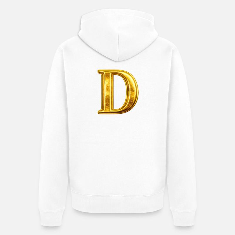 Monogramme en D Or - Veste à capuche bio Premium Unisexe - blanc