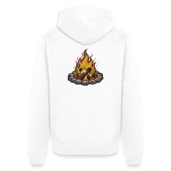 Lagerfeuer Illustration Gemütlichkeit - Unisex Premium Bio Zip Hoodie - Weiß - Hinten - Thijin (182cm)