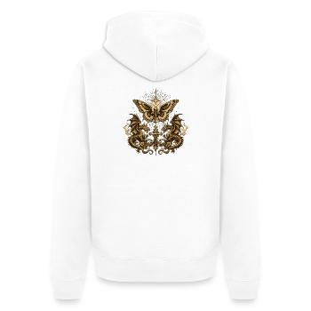 Okkulter Schmetterling mit Drachen – Gothic Dark - Unisex Premium Bio Zip Hoodie - Weiß - Hinten - Thijin (182cm)