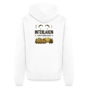 Interlaken Switzerland – Paragliding & Alpen - Unisex Premium Bio Zip Hoodie - Weiß - Hinten - Thijin (182cm)