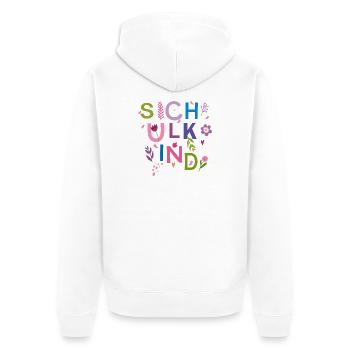 Schulkind  - Unisex Premium Bio Zip Hoodie - Weiß - Hinten - Thijin (182cm)