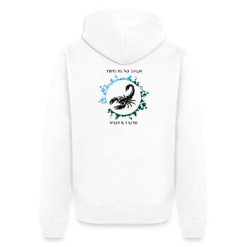 Mein Sternzeichen ist Skorpion - Unisex Premium Bio Zip Hoodie - Weiß - Hinten - Thijin (182cm)