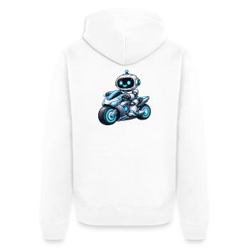 Roboter auf Motorrad - Unisex Premium Bio Zip Hoodie - Weiß - Hinten - Thijin (182cm)