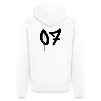 Nummer 07 Urbaner Graffiti-Stil - Unisex Premium Bio Zip Hoodie - Weiß - Hinten - Thijin (182cm)