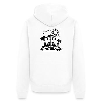 Strand - Unisex Premium Bio Zip Hoodie - Weiß - Hinten - Thijin (182cm)