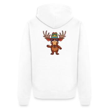 Elch Comic Lustig Sombrero - Unisex Premium Bio Zip Hoodie - Weiß - Hinten - Thijin (182cm)