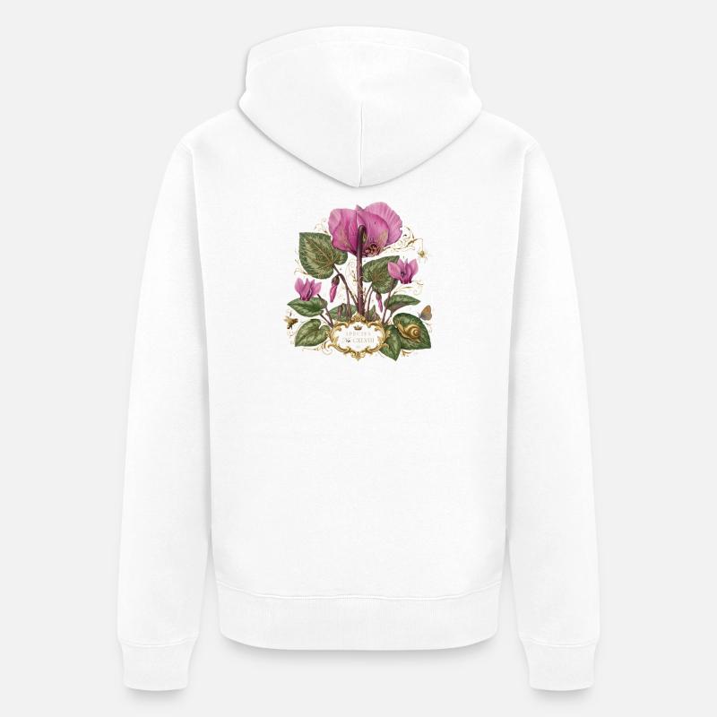Fleurs roses Fleurs botaniques Violettes alpines - Veste à capuche bio Premium Unisexe - blanc