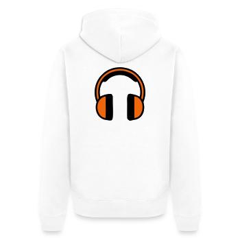 Gehörschutz Kopfhörer Baustelle - Unisex Premium Bio Zip Hoodie - Weiß - Hinten - Thijin (182cm)