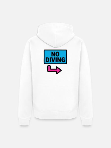 No Diving Schild Pool Retro - Unisex Premium Bio Zip Hoodie - Weiß
