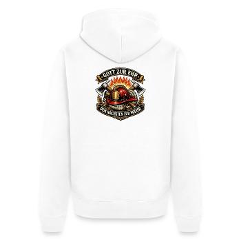 Feuerwehr Emblem Flammenhelm - Unisex Premium Bio Zip Hoodie - Weiß - Hinten - Thijin (182cm)