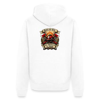 Feuerwehr Abzeichen Flammendes Wappen - Unisex Premium Bio Zip Hoodie - Weiß - Hinten - Thijin (182cm)