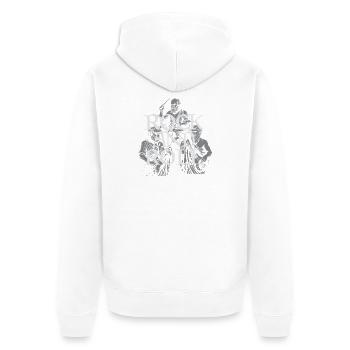 Classic Rock and Roll Philosophenband - Unisex Premium Bio Zip Hoodie - Weiß - Hinten - Thijin (182cm)