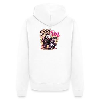 Stay_Feral_Punk_Possum_Skate_Design - Unisex Premium Organic Zip Hoodie - white - Back - Thijin (182cm)