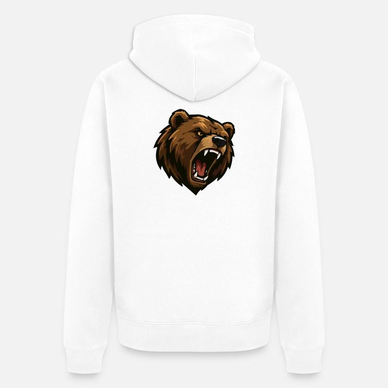 Dessin animé de l’ours brun - Veste à capuche bio Premium Unisexe - blanc