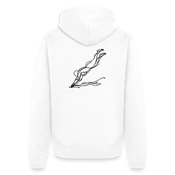 Schwimmerin Zeichnung - Unisex Premium Bio Zip Hoodie - Weiß - Hinten - Thijin (182cm)
