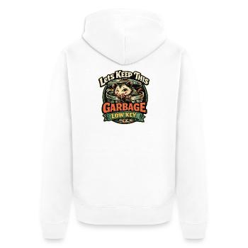 Garbage Low Key Waschbär - Unisex Premium Bio Zip Hoodie - Weiß - Hinten - Thijin (182cm)