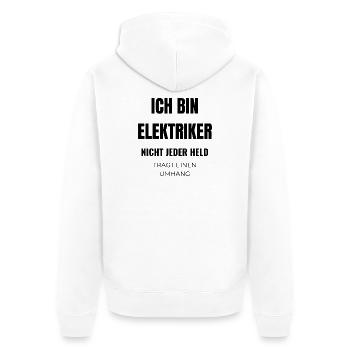 Elektriker Held Ohne Umhang Lustig Spruch - Unisex Premium Bio Zip Hoodie - Weiß - Hinten - Thijin (182cm)