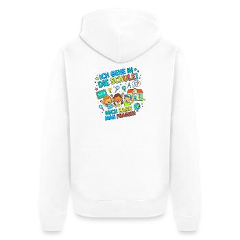 Ich bin Schulkind! Man kann mich also fragen! - Unisex Premium Bio Zip Hoodie - Weiß - Hinten - Thijin (182cm)