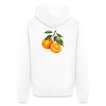Orangen Aquarell Obstzweig - Unisex Premium Bio Zip Hoodie - Weiß - Hinten - Thijin (182cm)
