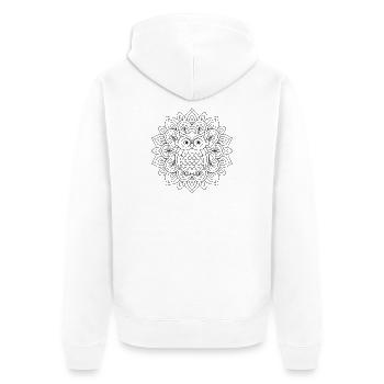 Eulen Mandala zum ausmalen - Unisex Premium Bio Zip Hoodie - Weiß - Hinten - Thijin (182cm)