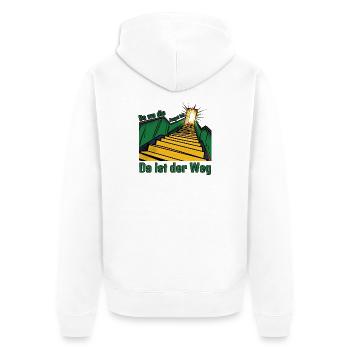 Da wo die Angst ist, da ist der Weg! - Unisex Premium Bio Zip Hoodie - Weiß - Hinten - Thijin (182cm)