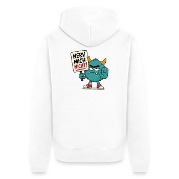 Nerv mich nicht Monster - Unisex Premium Bio Zip Hoodie - Weiß - Hinten - Thijin (182cm)