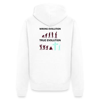 Evolution zum Kreuz: Glaube gewinnt - Unisex Premium Bio Zip Hoodie - Weiß - Hinten - Thijin (182cm)