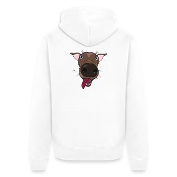 Verspielter Hund - Unisex Premium Bio Zip Hoodie - Weiß - Hinten - Thijin (182cm)