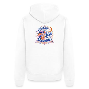 Follow the Shape of Becoming - Unisex Premium Bio Zip Hoodie - Weiß - Hinten - Thijin (182cm)