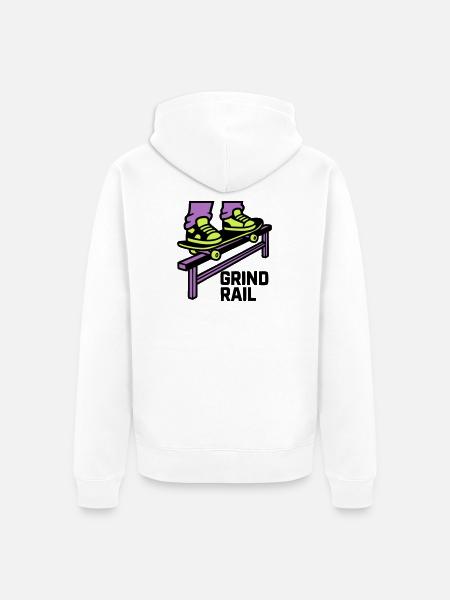 Skateboard Grind Rail Logo - Unisex Premium Bio Zip Hoodie - Weiß