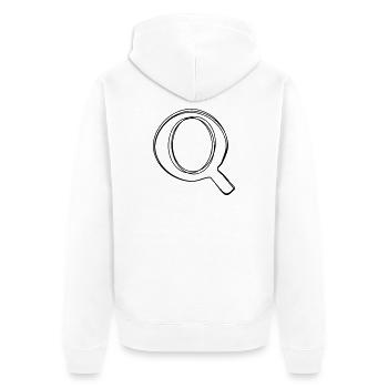 Buchstabe Q handgezeichnet - Unisex Premium Bio Zip Hoodie - Weiß - Hinten - Thijin (182cm)