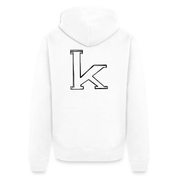 Kleinbuchstabe k handgezeichnet - Unisex Premium Bio Zip Hoodie - Weiß - Hinten - Thijin (182cm)