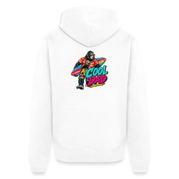 Surferaffe Neon Tropenstil - Unisex Premium Bio Zip Hoodie - Weiß - Hinten - Thijin (182cm)