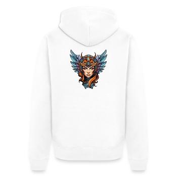 Flügelkriegerin Metallhelm - Unisex Premium Bio Zip Hoodie - Weiß - Hinten - Thijin (182cm)