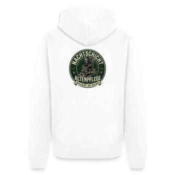 NachtSchicht Altenpflege Grim-Reaper - Unisex Premium Bio Zip Hoodie - Weiß - Hinten - Thijin (182cm)