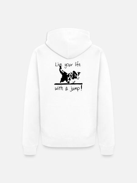 Border Collie - Agility - Unisex Premium Bio Zip Hoodie - Weiß