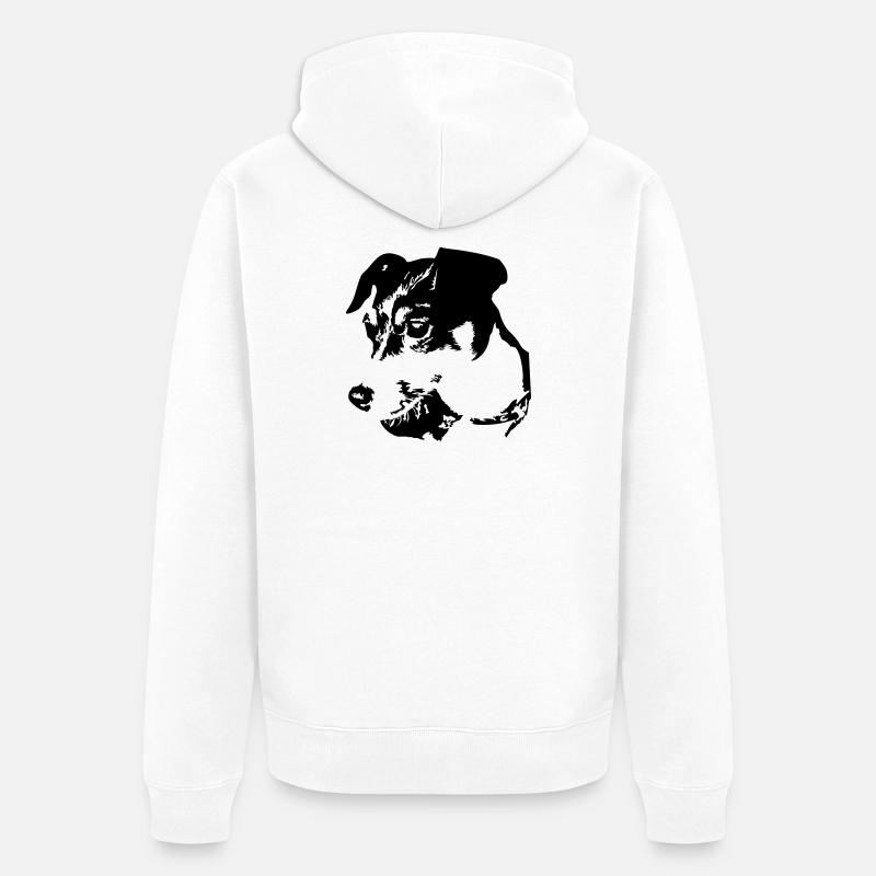 Tête de Jack Russell Terrier - Veste à capuche bio Premium Unisexe - blanc