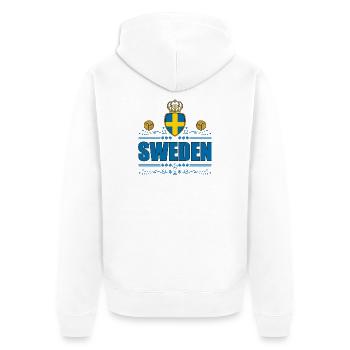 SCHWEDEN - Unisex Premium Bio Zip Hoodie - Weiß - Hinten - Thijin (182cm)