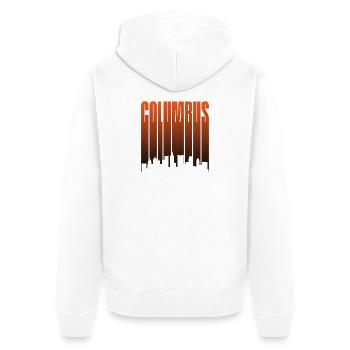 Columbus Skyline Sunset Gradient - Unisex Premium Bio Zip Hoodie - Weiß - Hinten - Thijin (182cm)