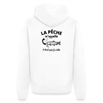 pêche, pêcheur, fan de pêche - Veste à capuche bio Premium Unisexe - blanc - Dos - Thijin (182cm)