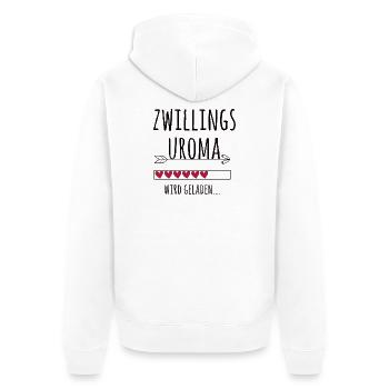 werdende Zwillingsuroma Schwangerschaft Zwillinge - Unisex Premium Bio Zip Hoodie - Weiß - Hinten - Thijin (182cm)