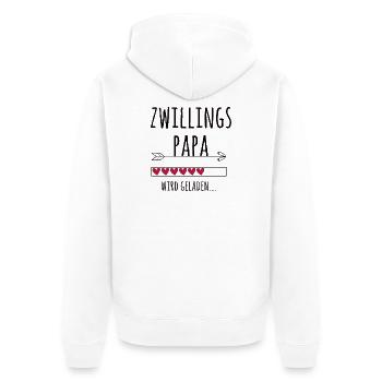 werdender Zwillingspapa Schwangerschaft Zwillinge - Unisex Premium Bio Zip Hoodie - Weiß - Hinten - Thijin (182cm)
