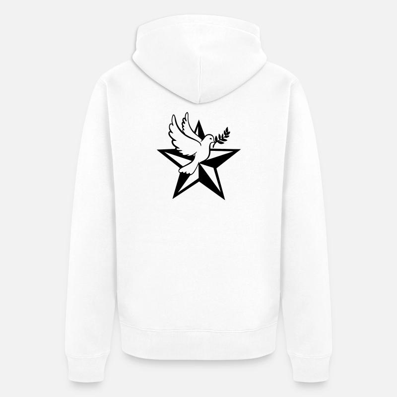 Étoile avec pigeon - Veste à capuche bio Premium Unisexe - blanc