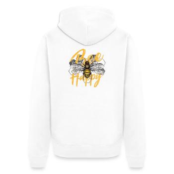 Bee Happy Illustration - Unisex Premium Organic Zip Hoodie - white - Back - Thijin (182cm)