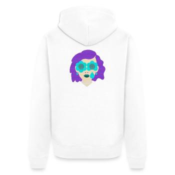 Frau Träne Blumen vintage Grafik - Unisex Premium Bio Zip Hoodie - Weiß - Hinten - Thijin (182cm)